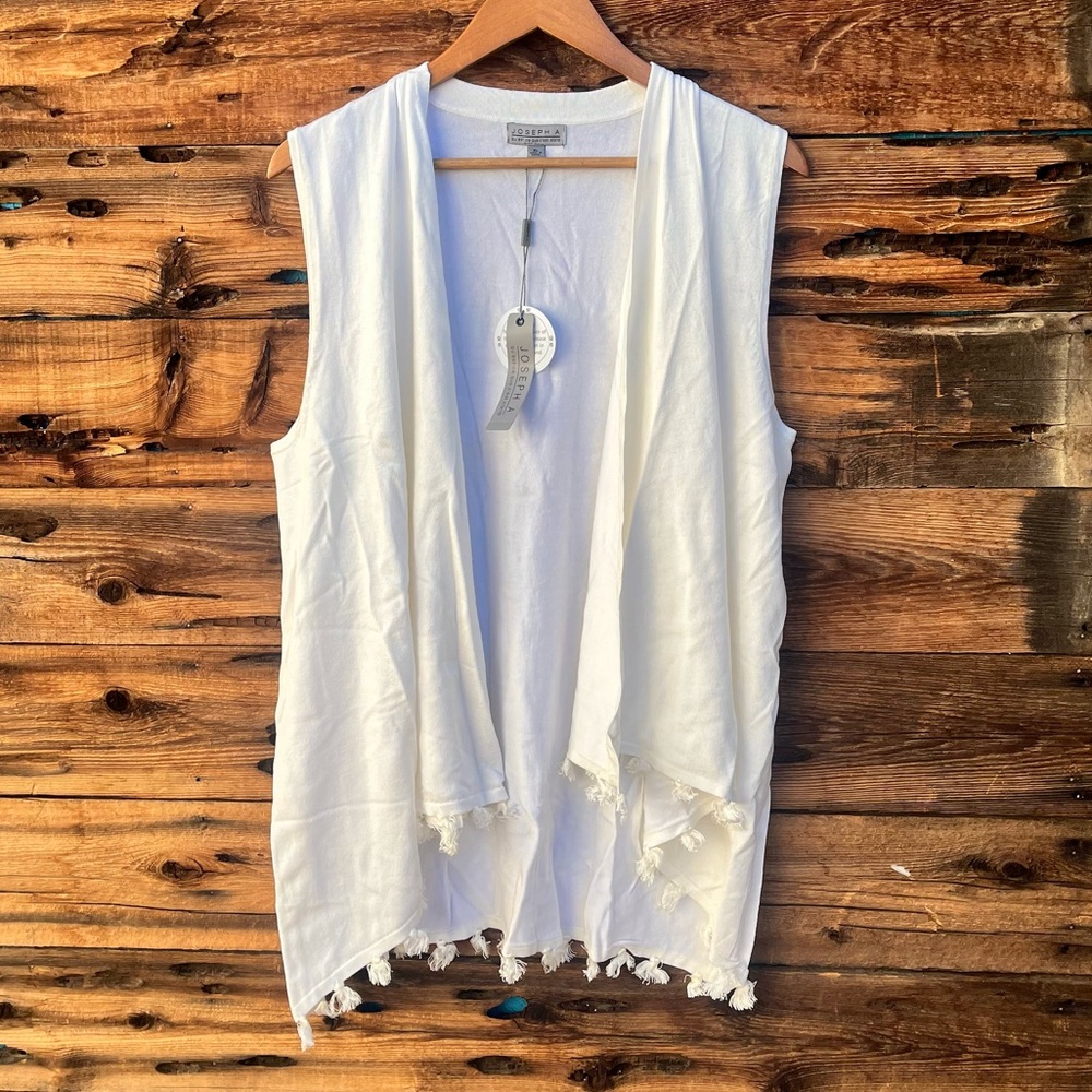 JOSEPH A | NWT White Fringe Tank Cardigan XL